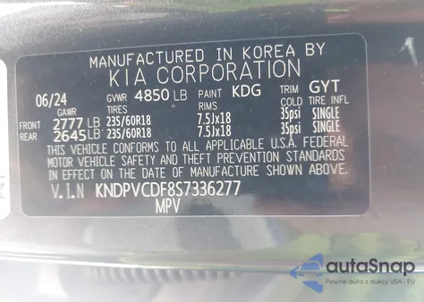 2025 Kia Sportage Ex from USA, damaged, VIN KNDPVCDF8S7336277